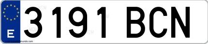Ejemplo de matrícula española 3191 BCN