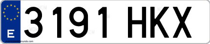 Ejemplo de matrícula de coche ordinaria 3191 HKX