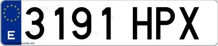 Ejemplo de matrícula española 3191 HPX