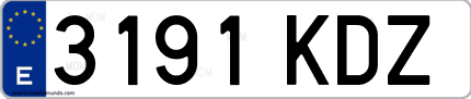 Ejemplo de matrícula de coche ordinaria 3191 KDZ