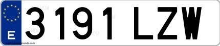Ejemplo de matrícula española 3191 LZW
