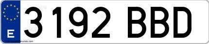 Ejemplo de matrícula española 3192 BBD