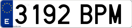 Ejemplo de matrícula de coche ordinaria 3192 BPM