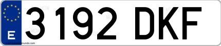 Ejemplo de matrícula española 3192 DKF