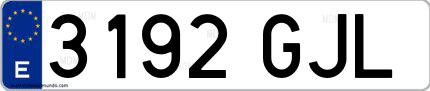 Ejemplo de matrícula española 3192 GJL