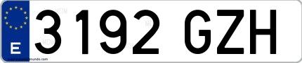 Ejemplo de matrícula española 3192 GZH