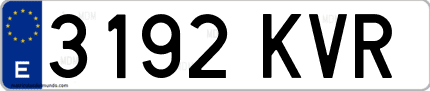 Ejemplo de matrícula de coche ordinaria 3192 KVR