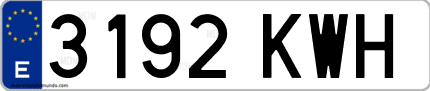 Ejemplo de matrícula de coche ordinaria 3192 KWH