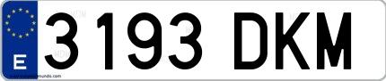 Ejemplo de matrícula española 3193 DKM