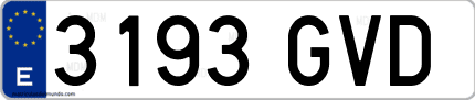 Ejemplo de matrícula de coche ordinaria 3193 GVD