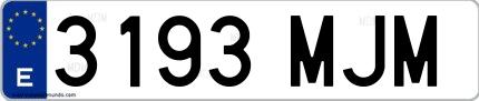 Ejemplo de matrícula española 3193 MJM