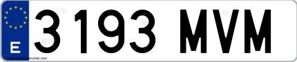 Ejemplo de matrícula española 3193 MVM