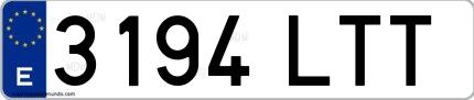 Ejemplo de matrícula española 3194 LTT
