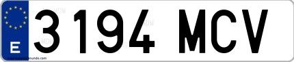 Ejemplo de matrícula española 3194 MCV