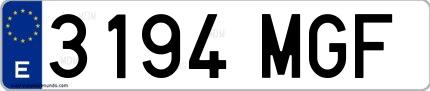 Ejemplo de matrícula española 3194 MGF