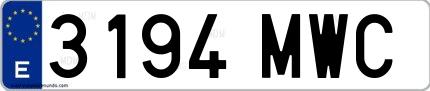 Ejemplo de matrícula española 3194 MWC