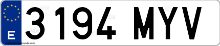 Ejemplo de matrícula de coche ordinaria 3194 MYV