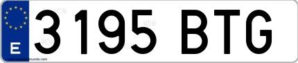 Ejemplo de matrícula española 3195 BTG