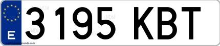 Ejemplo de matrícula española 3195 KBT