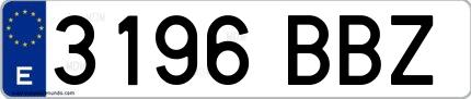 Ejemplo de matrícula española 3196 BBZ