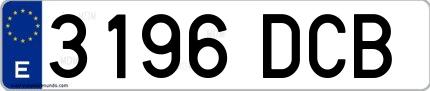 Ejemplo de matrícula española 3196 DCB
