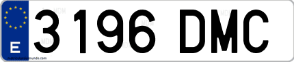 Ejemplo de matrícula de coche ordinaria 3196 DMC