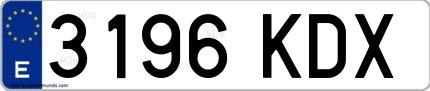 Ejemplo de matrícula española 3196 KDX