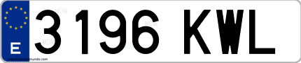 Ejemplo de matrícula de coche ordinaria 3196 KWL