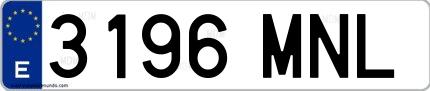 Ejemplo de matrícula española 3196 MNL