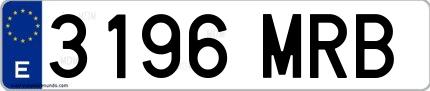 Ejemplo de matrícula española 3196 MRB