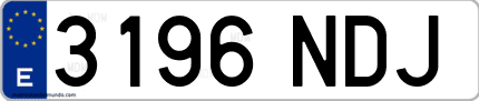 Ejemplo de matrícula de coche ordinaria 3196 NDJ
