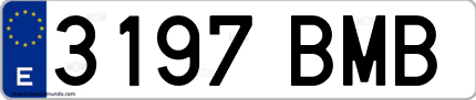 Ejemplo de matrícula de coche ordinaria 3197 BMB