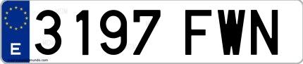 Ejemplo de matrícula española 3197 FWN