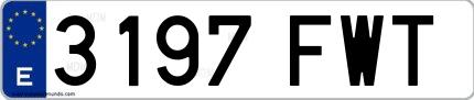 Ejemplo de matrícula española 3197 FWT