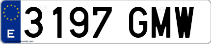 Ejemplo de matrícula de coche ordinaria 3197 GMW
