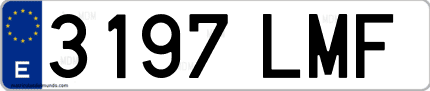 Ejemplo de matrícula de coche ordinaria 3197 LMF