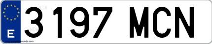 Ejemplo de matrícula española 3197 MCN