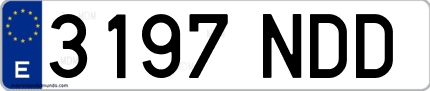 Ejemplo de matrícula de coche ordinaria 3197 NDD