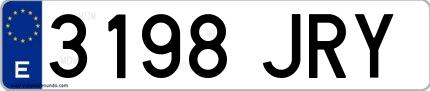 Ejemplo de matrícula española 3198 JRY
