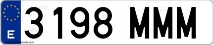 Ejemplo de matrícula española 3198 MMM