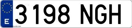 Ejemplo de matrícula española 3198 NGH
