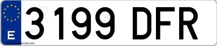 Ejemplo de matrícula española 3199 DFR