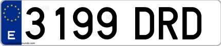 Ejemplo de matrícula española 3199 DRD