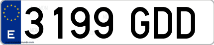 Ejemplo de matrícula de coche ordinaria 3199 GDD