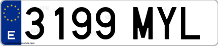 Ejemplo de matrícula de coche ordinaria 3199 MYL