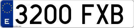 Ejemplo de matrícula de coche ordinaria 3200 FXB