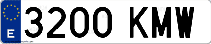Ejemplo de matrícula de coche ordinaria 3200 KMW