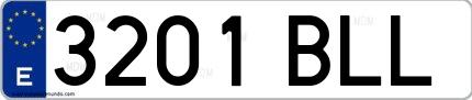Ejemplo de matrícula española 3201 BLL