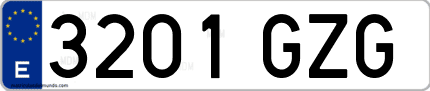 Ejemplo de matrícula de coche ordinaria 3201 GZG