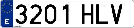 Ejemplo de matrícula española 3201 HLV
